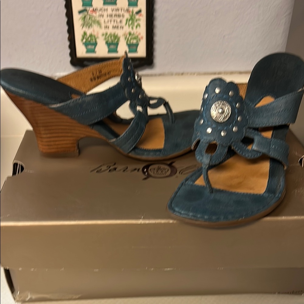 Born Blue Heeled Sandals with Embellishments
